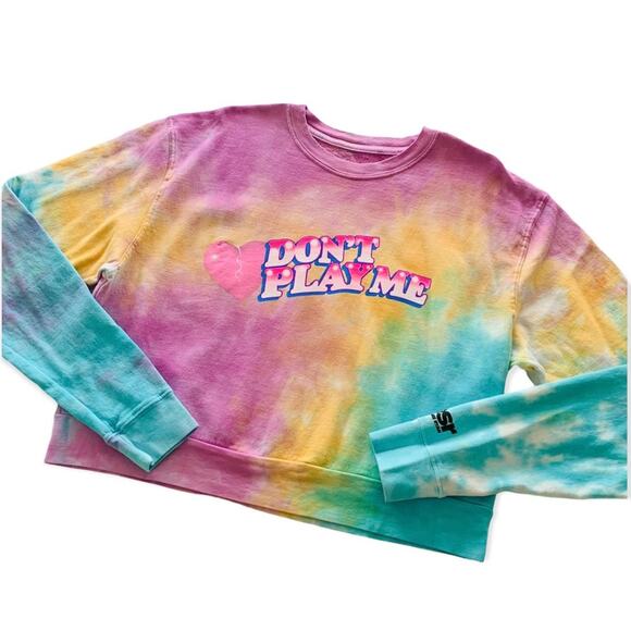 By Samii Ryan | Don’t Play Me Multicolor Tie Dye Cropped Sweatshirt Medium - Picture 1 of 9